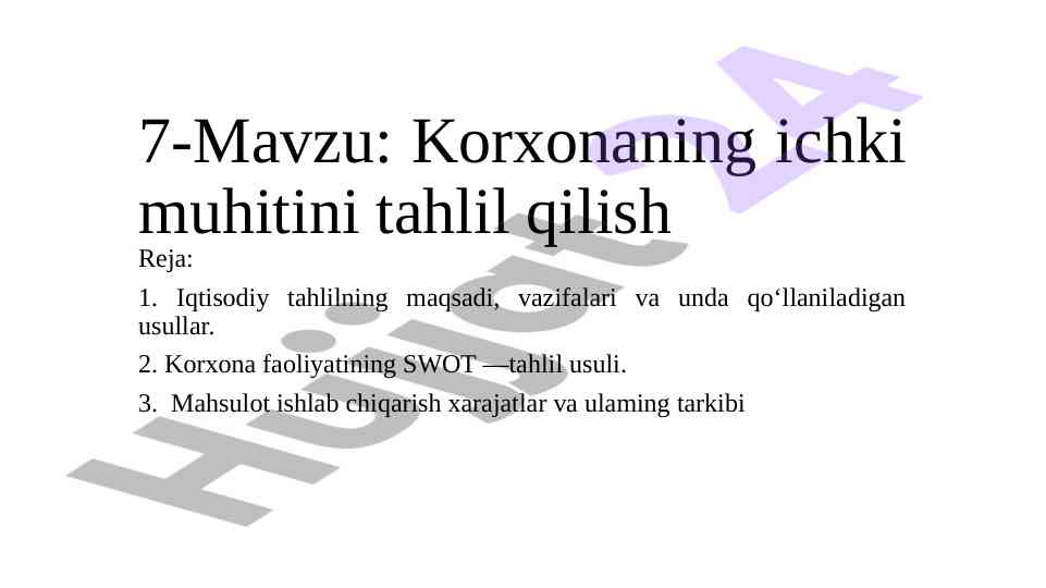 Korxonaning ichki muhitini tahlil qilish