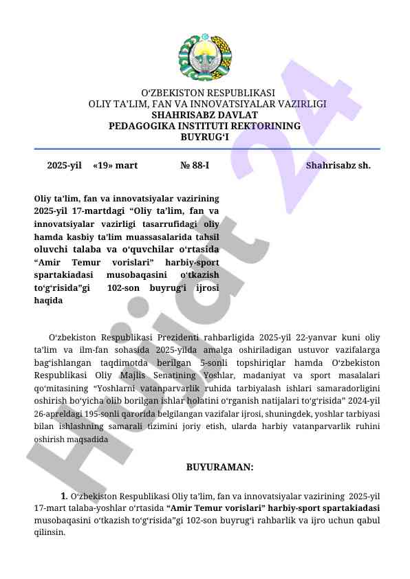 Oliy ta’limda yoshlarni vatanparvarlik tarbiyasi
