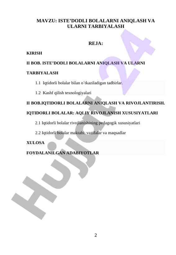 Iste’dodli bolalarni aniqlash va tarbiyalash usullari