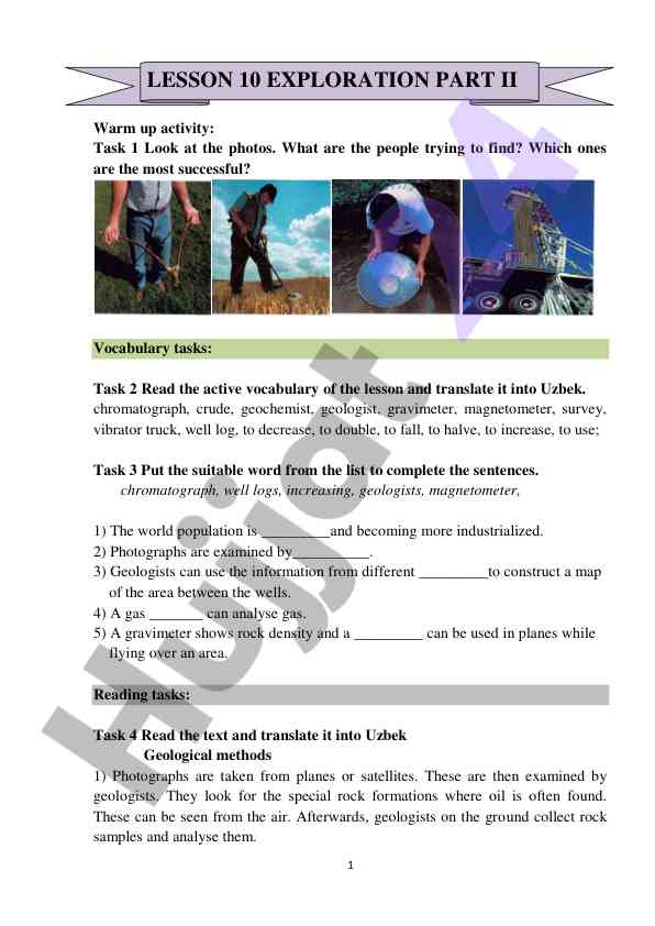 Geological methods vocabulary development activities