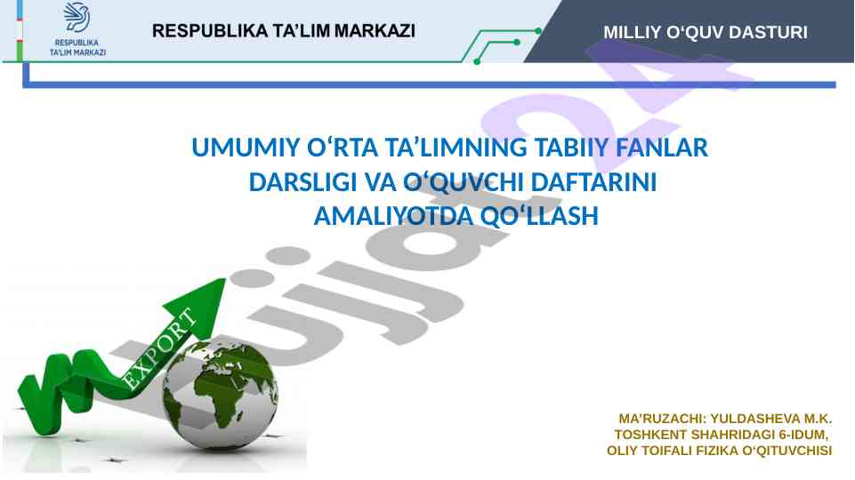 Milliy o‘quv dasturi umumiy o‘rta ta’limgach darsligi