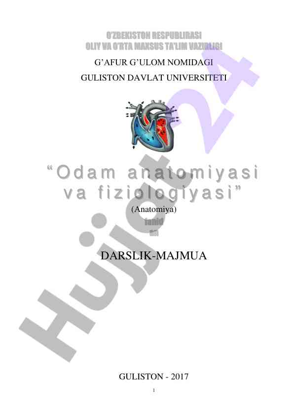 Odam anatomiyasi va fiziologiyasi darslik-majmui