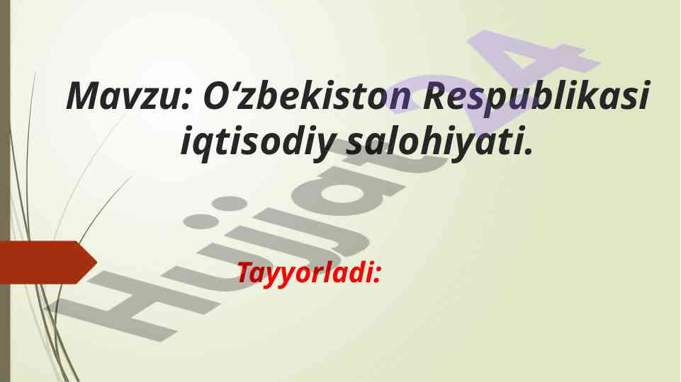 O‘zbekiston respublikasi iqtisodiy salohiyati