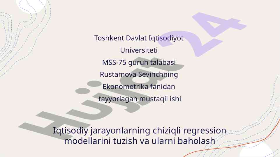 Iqtisodiy jarayonlar uchun chiziqli regressiya modellari