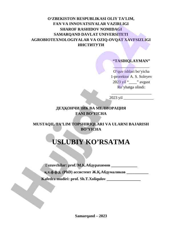 Mustaqil ta'lim topshiriqlari bajarish qo'llanmasi