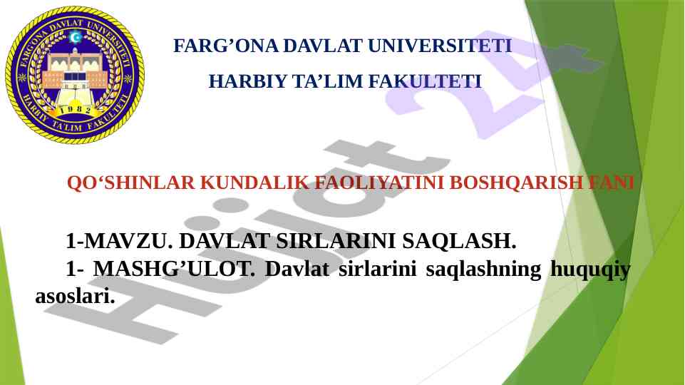 Davlat sirlarini saqlash huquqiy asoslari