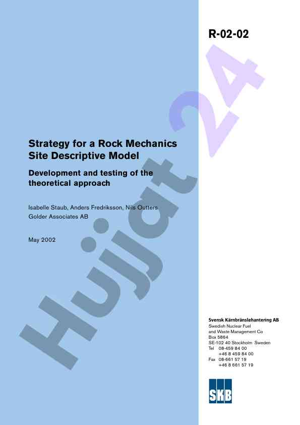 Strategy for rock mechanics site descriptive model