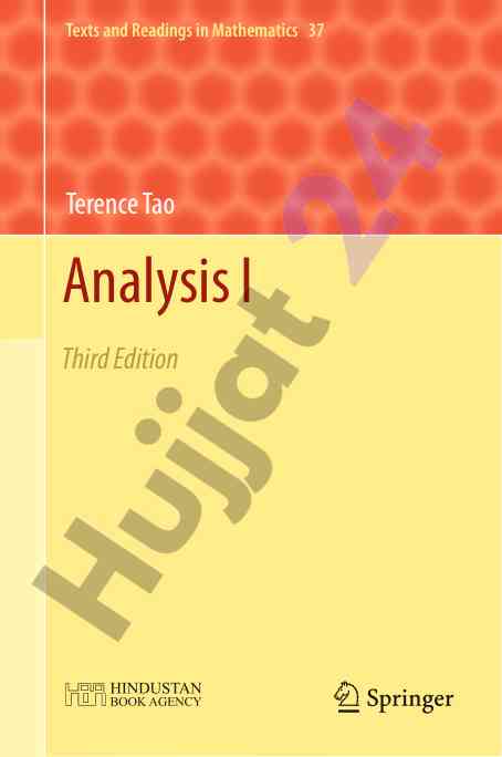 Texts and readings in mathematics volume 37 analysis i