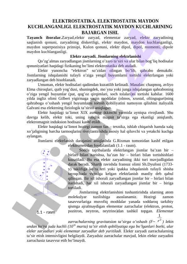 Elektr statika va elektr maydon kuchlari