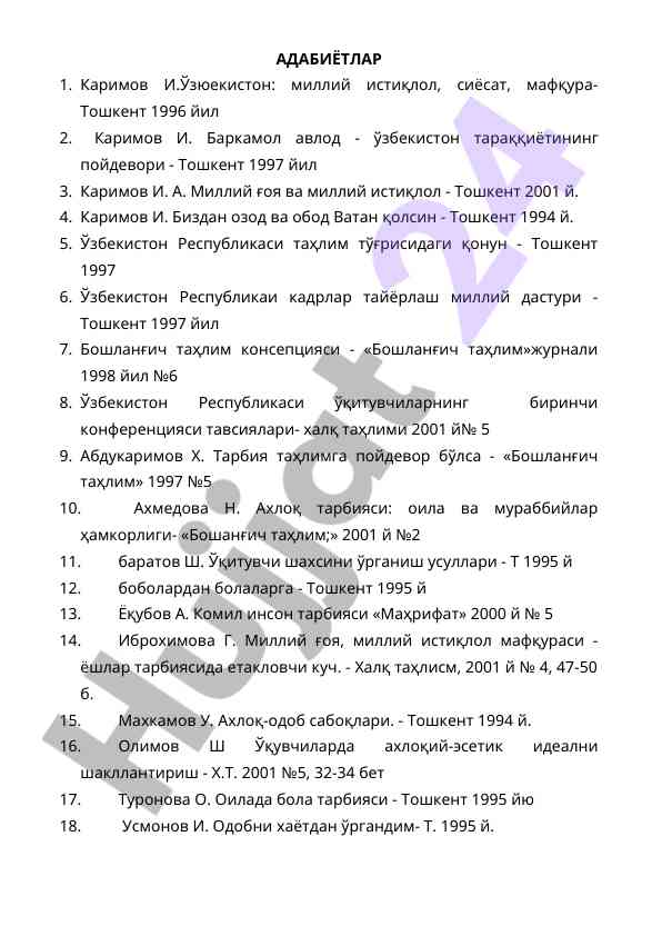 Milliy istiqlol va tarbiya asoslari