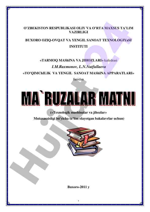 To‘qimachilik va yengil sanoat mashina apparatalari