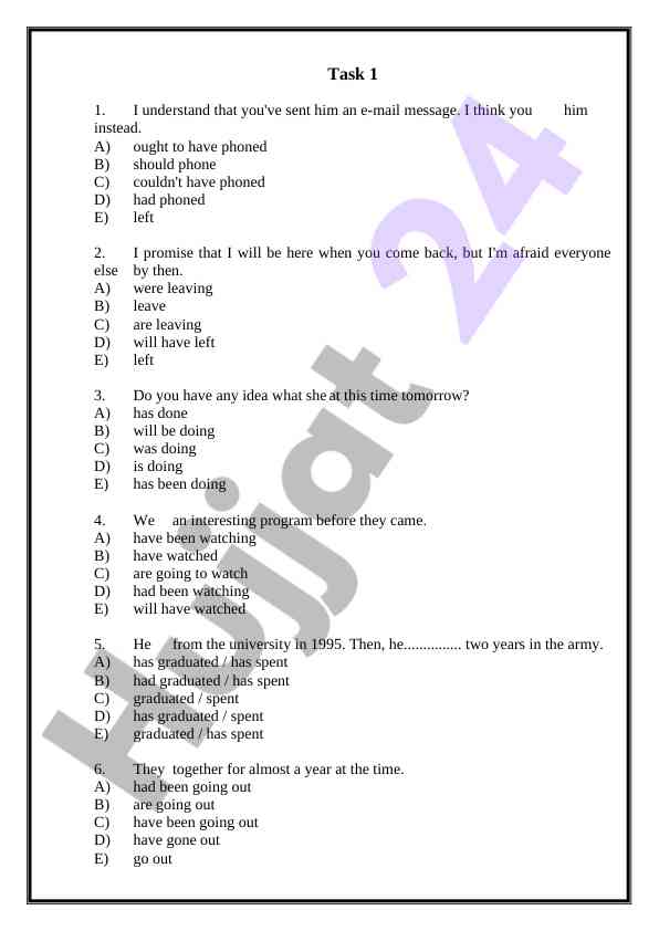 Grammar test on english tenses and usage