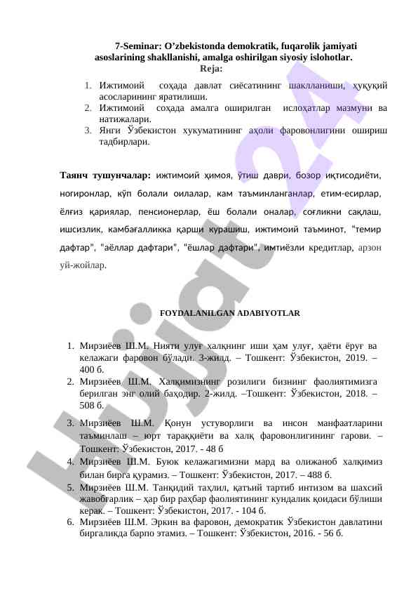 O’zbekistonda demokratik fuqarolik jamiyati asoslari
