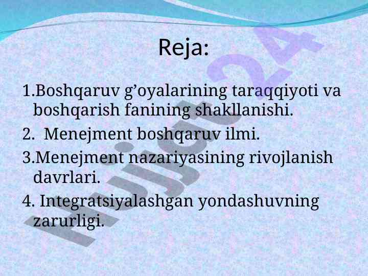 Boshqaruv g’oyalarining taraqqiyoti va boshqarish fani