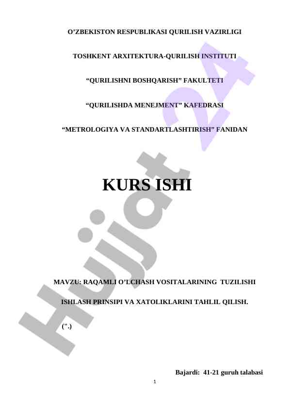 Raqamli o'lchash vositalarining tuzilishi