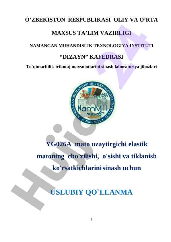 Elastik Mato Sinash Uslubiy Qo‘llanma