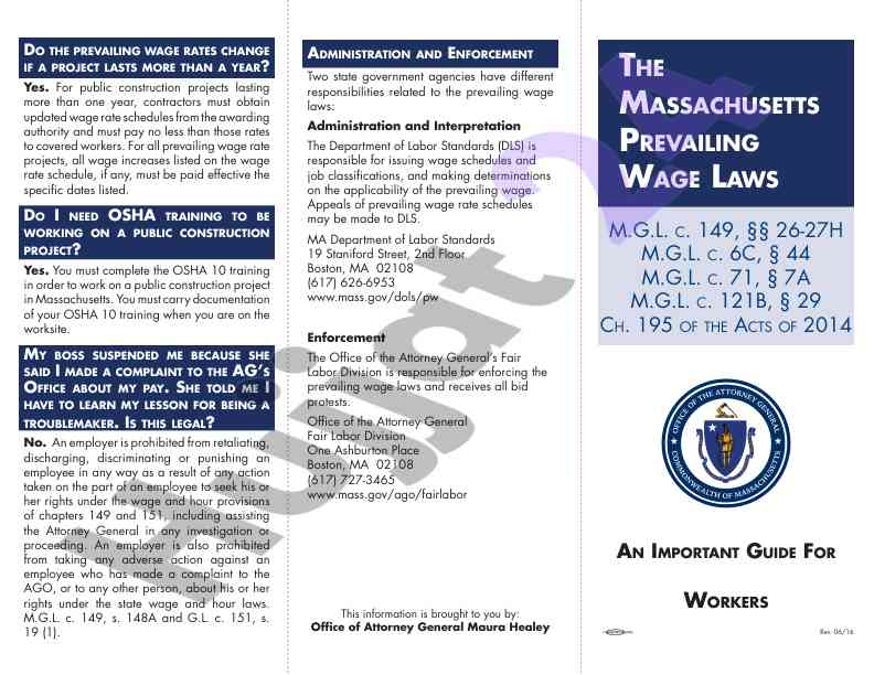 Guide to prevailing wage rates in massachusetts