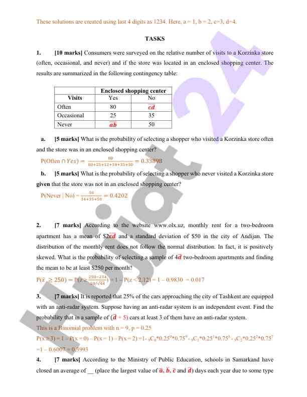 Korzinka store consumer visit probabilities analysis