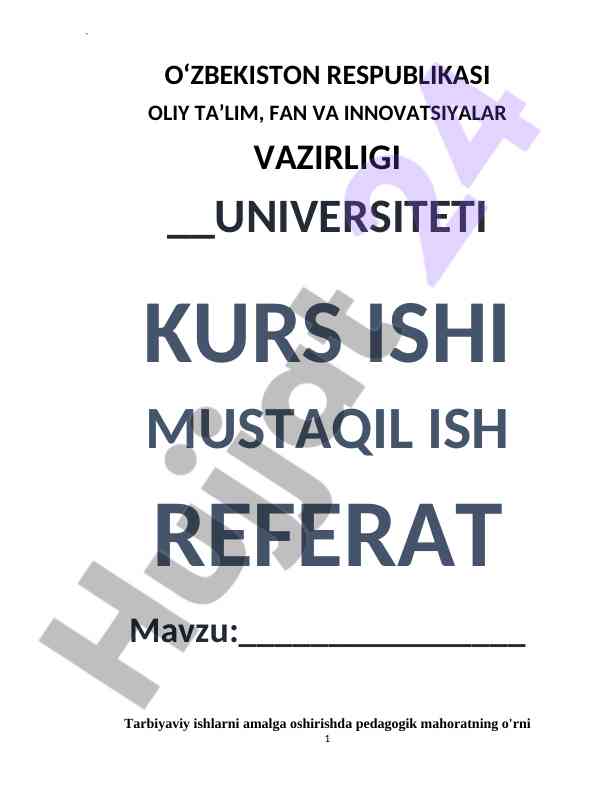 Pedagogik Mahoratning Tarbiyaviy Ishlardagi O’rni