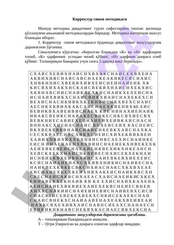 Dikkatning mahsuldorlik darajasini o'rganish