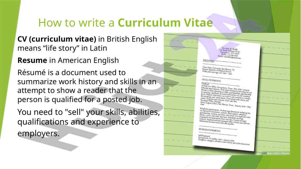 How to write an effective curriculum vitae