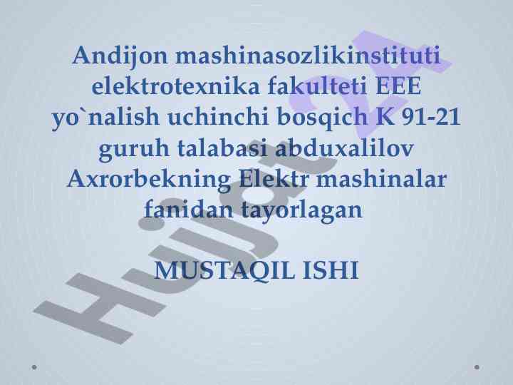 Ozgaruvchan tok motorlarini ishga tushirish metodlari