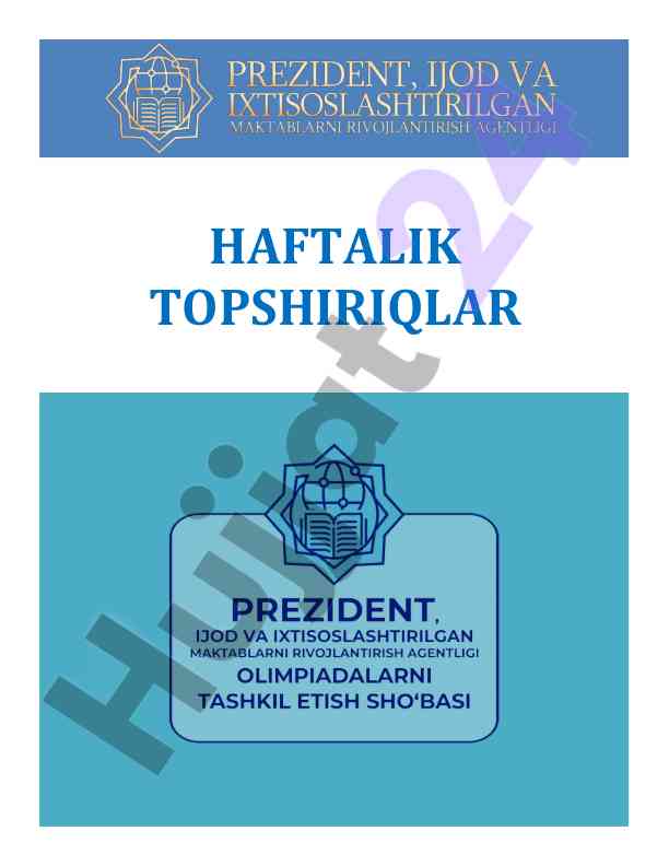 Matematika haftalik topshiriqlarining yechimlari