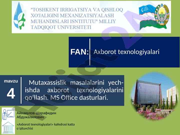 Axborot texnologiyalarida ms word dasturi