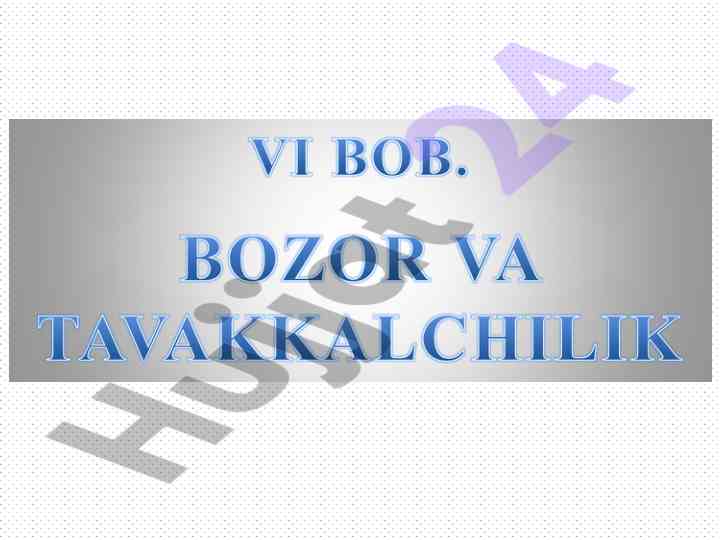 Bozor iqtisodiyoti davrida tavakkalchilik tahlili