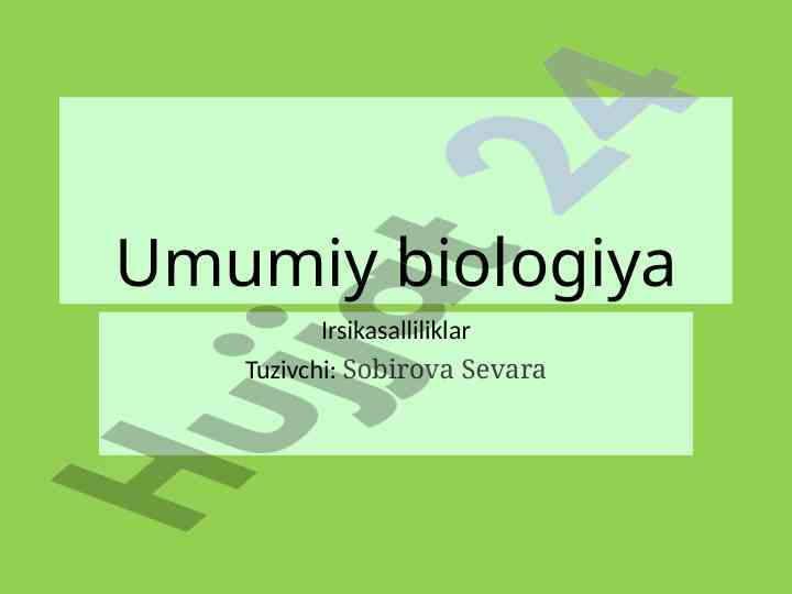 Irsiy kasalliklar bo‘yicha test savollari