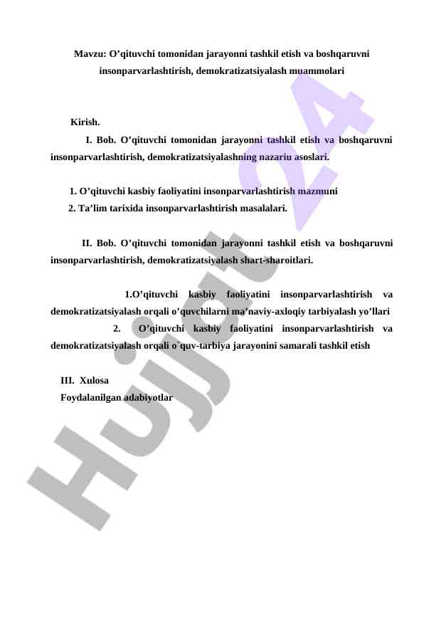 O’qituvchi tashkil etish va boshqaruv muammolari