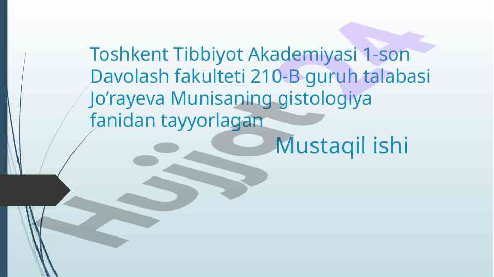 Odam embriologiyasi asoslari mustaqil ish