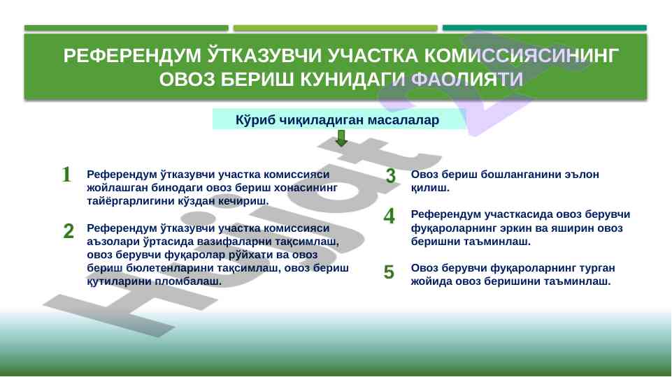 Referendum ovoz berish kuni faoliyati