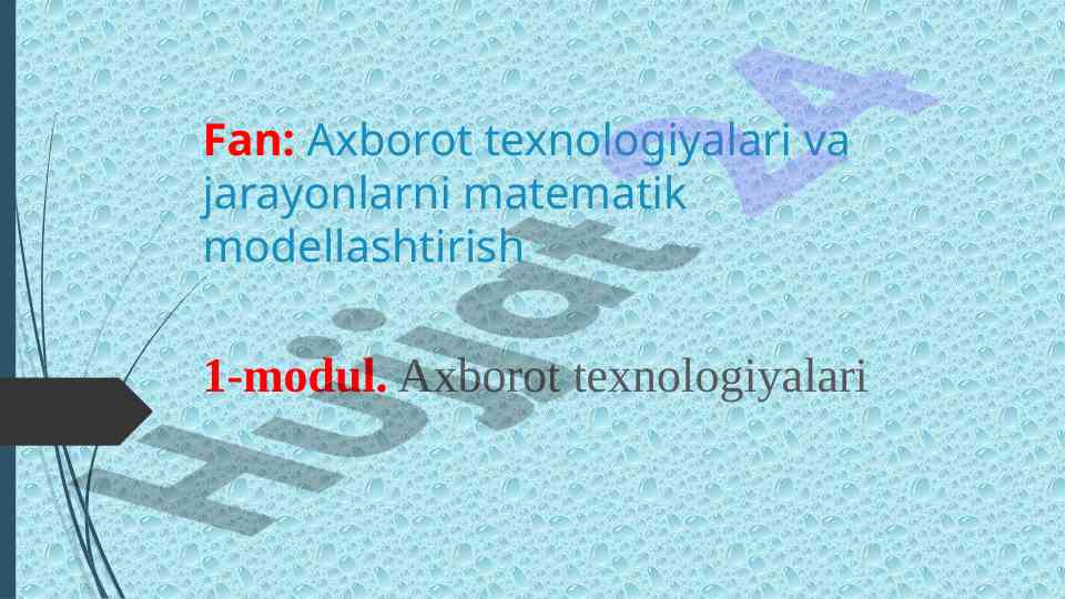 Tarmoq texnologiyalari va kompyuter tarmoqlari
