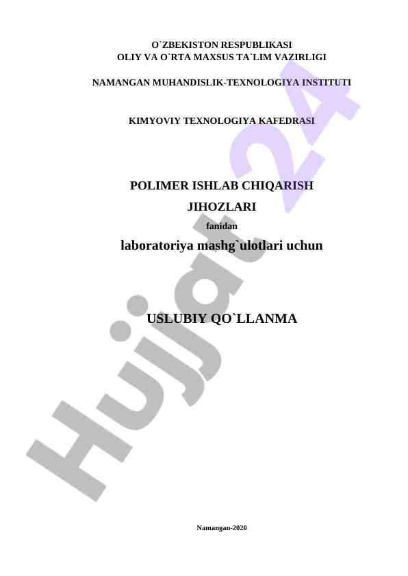 Laboratoriya mashg‘ulotlari uslubiy qo‘llanma