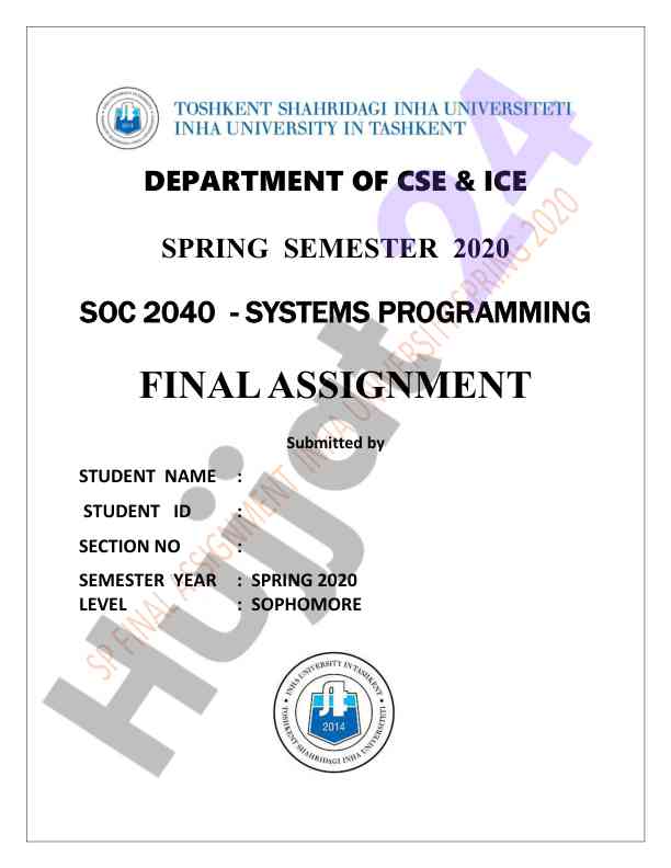 Final assignment guidelines for systems programming