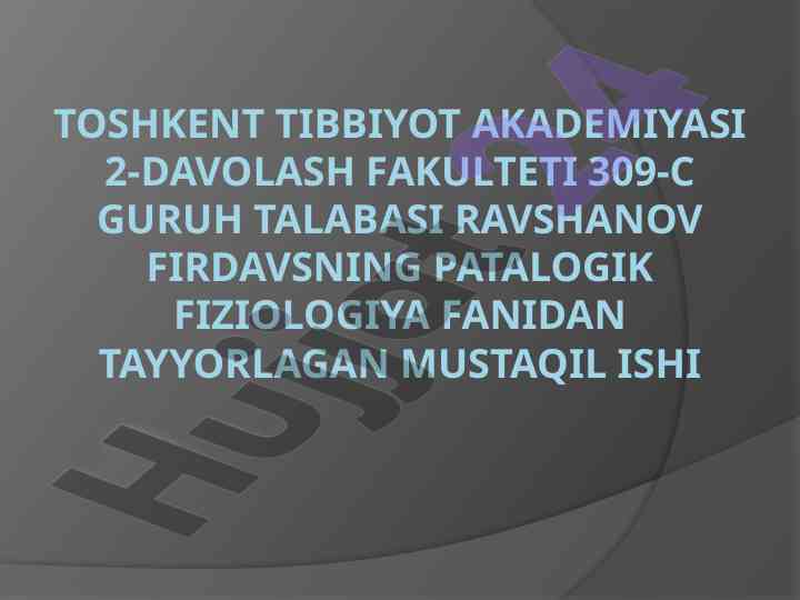 Yurak ishemik kasalligi haqida mustaqil ish