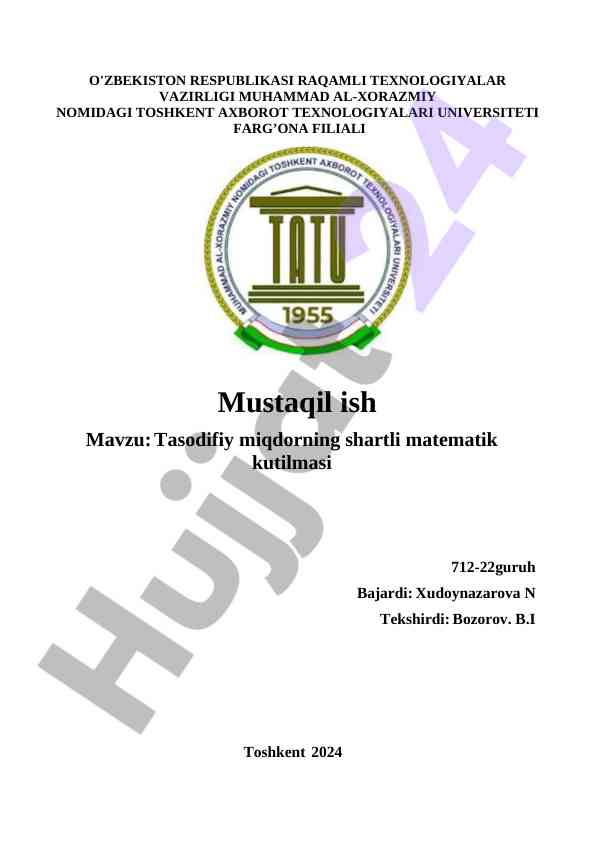 Tasodifiy miqdorning shartli matematik kutilmasi