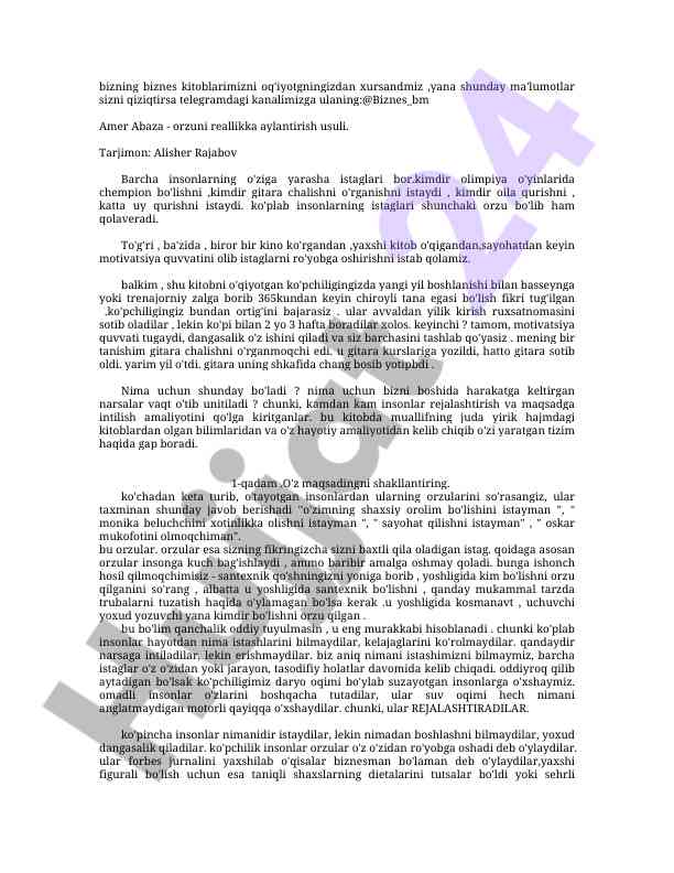 Orzularni realistik rivojlantirish usullari