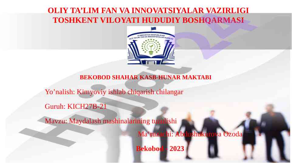 Maydalash mashinalarining tuzilishi