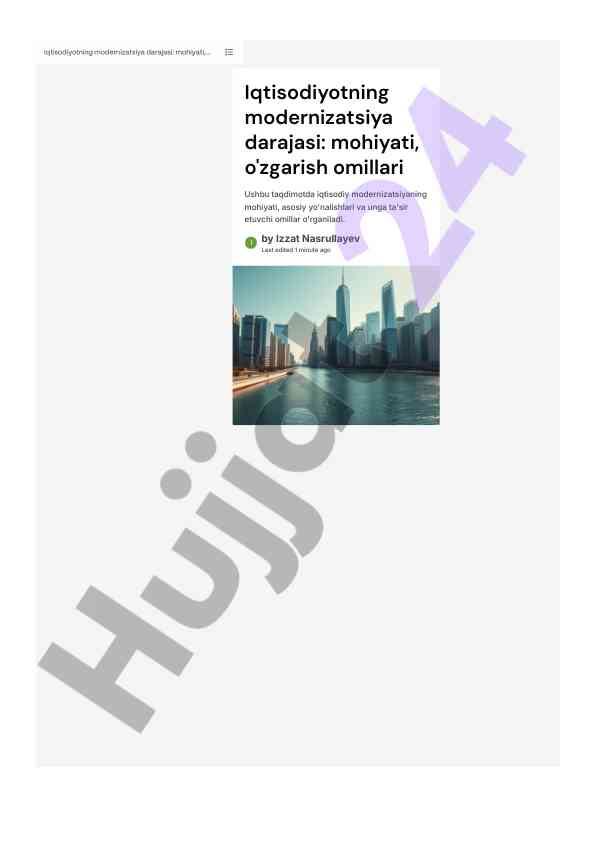 Iqtisodiyotning modernizatsiya darajasi taqdimoti