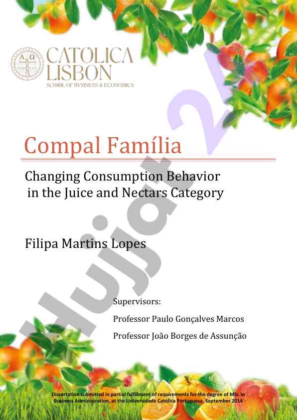 Changing consumption behavior in juice and nectars