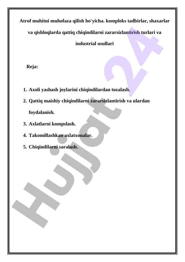 Atrof muhitni muhofaza qilish bo'yicha tadbirlar