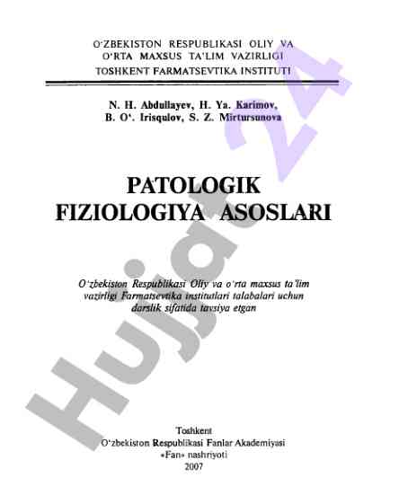 Asoslari patologik fiziologiya darsligi