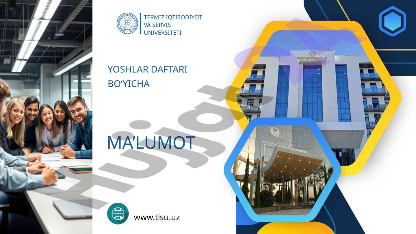 Yoshlar daftari bilan ta'lim haqida ma'lumotlar