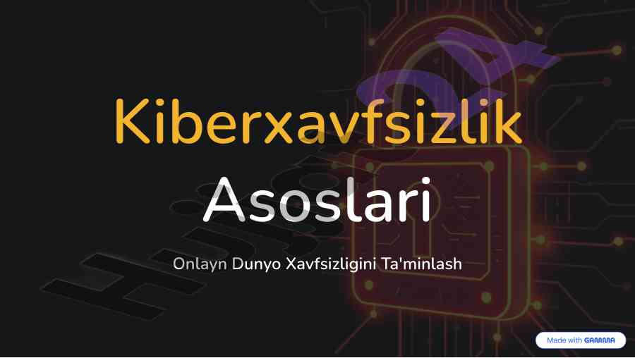 Kiberxavfsizlik asoslari va ma'lumotlarni himoya qilish