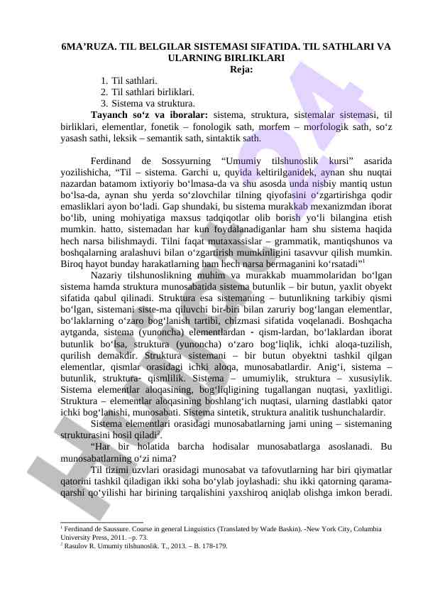 Til belgilar tizimi va sifatlari tahlili