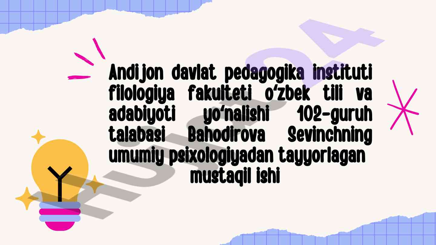 Ilk bolalik davri psixologiyasi mustaqil ish