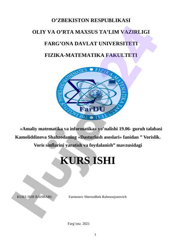 Dasturlash asoslari: vorislik va voris sinflari