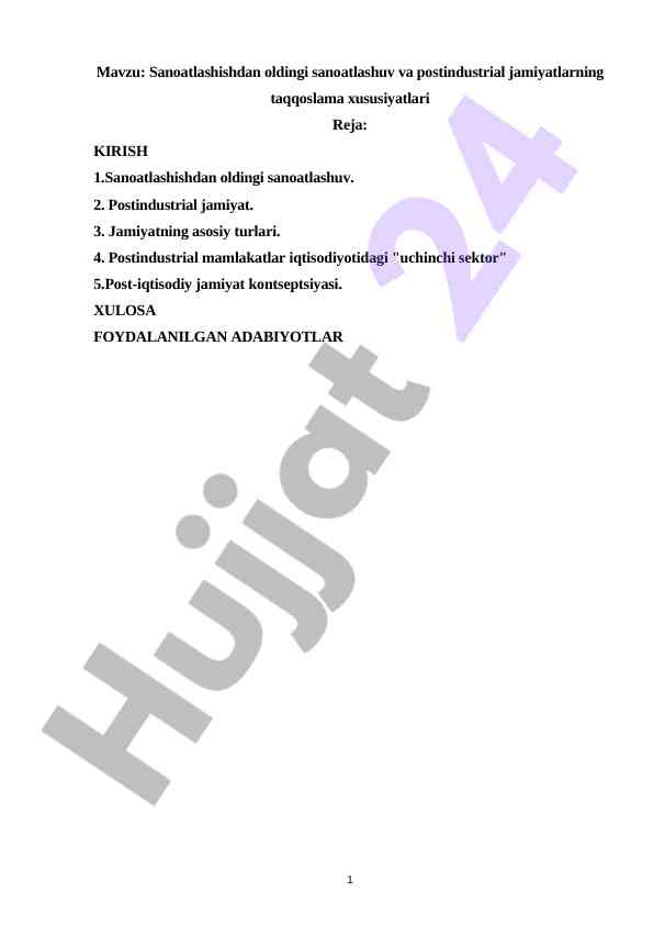 Sanoatlashishdan oldingi sanoatlashuv taqqosiuva